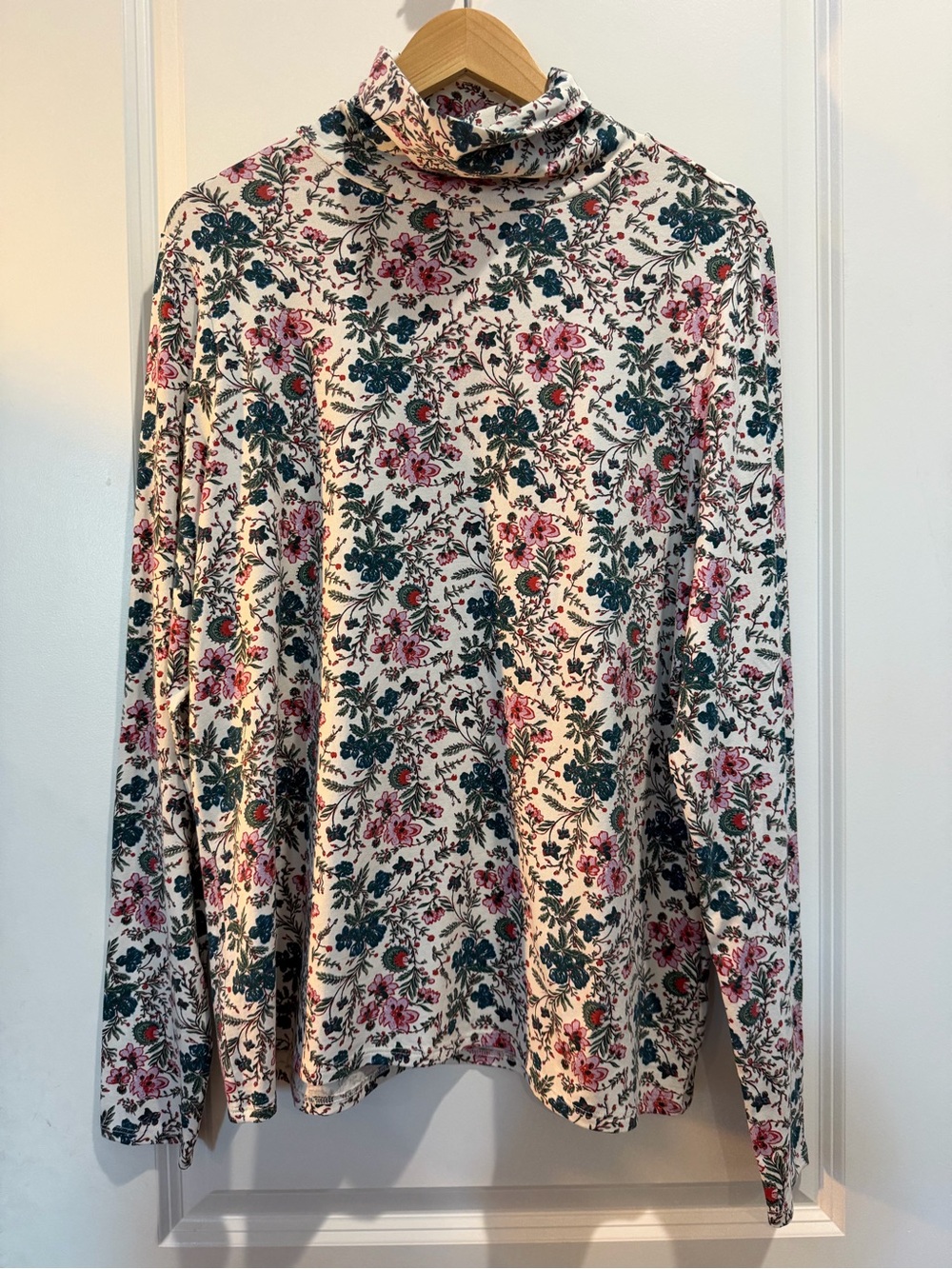 Peruvian‎ Connection Women’s Floral Turtleneck Top XXL Pima Cotton Stretch